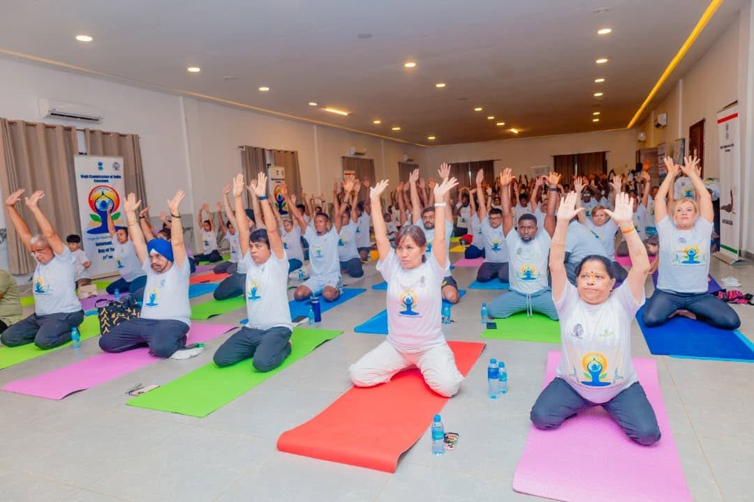 Over 150 yoga enthusiasts came together in Freetown to celebrate the 12th International Day of Yoga, embracing this year's theme,