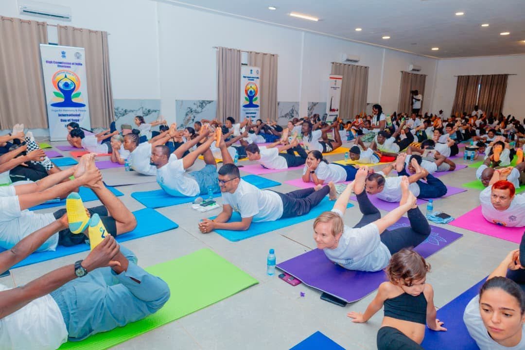 Over 150 yoga enthusiasts came together in Freetown to celebrate the 12th International Day of Yoga, embracing this year's theme,