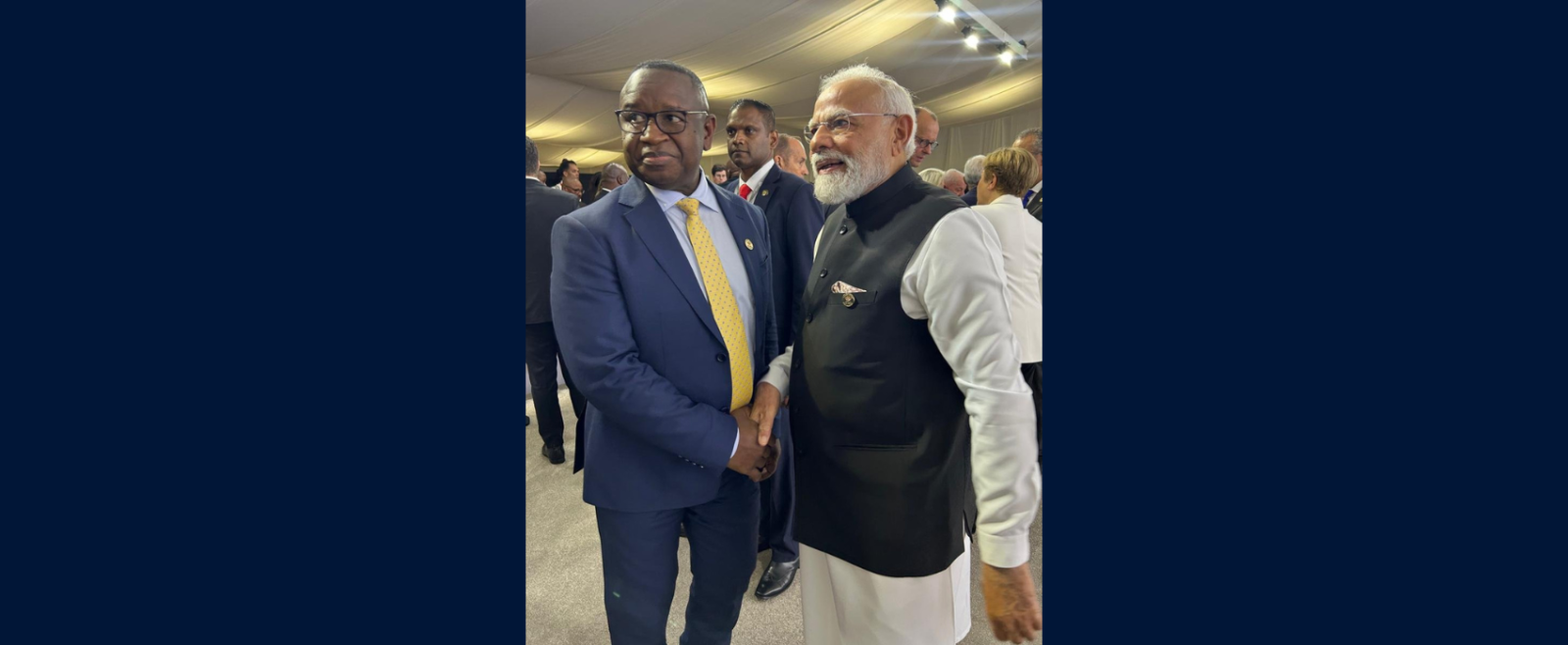 Prime Minister of India Shri Narendra Modi and President of the Republic of Sierra Leone Brig (Rtd) Dr. Julius Maada Bio during the G20 Summit in South Africa