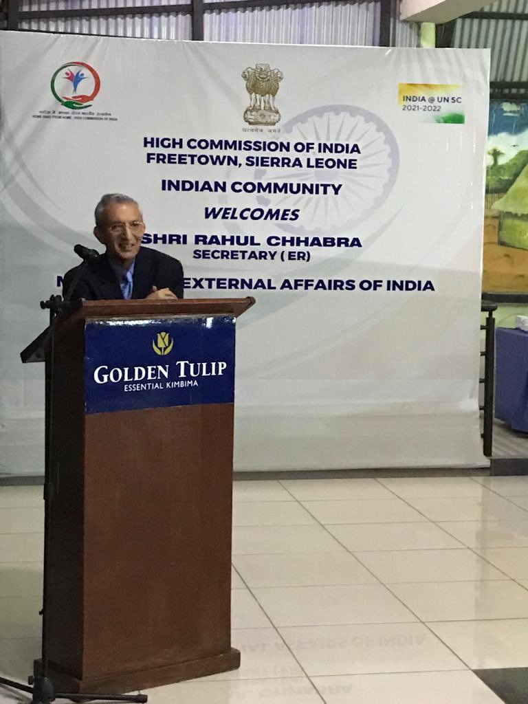  During his visit to Freetown for Foreign Office Consultation, Shri Rahul Chhabra, Secretary (ER), Ministry of External Affairs of India interacted with the Indian community at a Reception hosted in his honour.